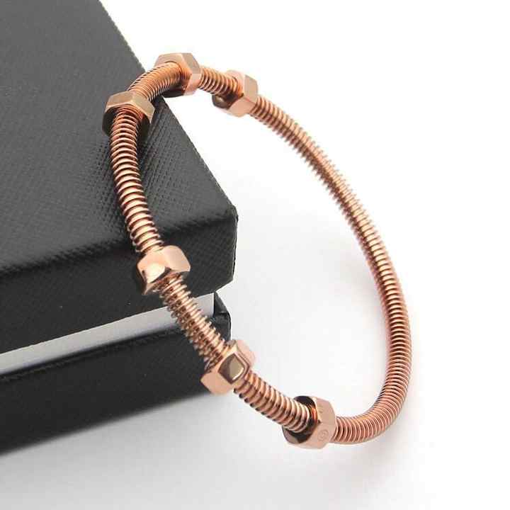 Rose Gold Bangle with Screw Design – Elegant & Trendy Bracelet for Women