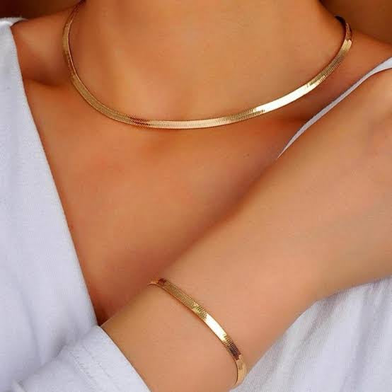 Snake Chain Set – Sleek Necklace & Bracelet Jewelry Collection